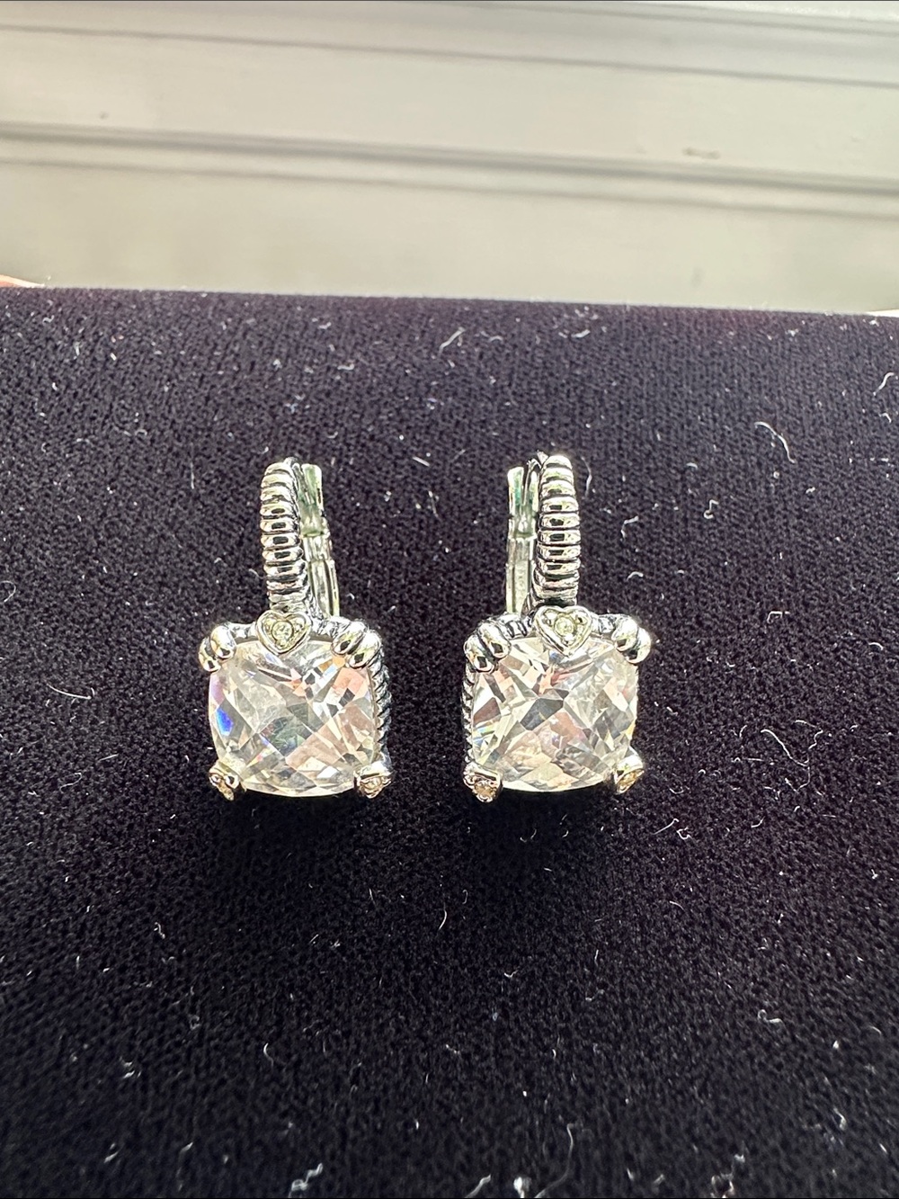 Elegant Silver-Tone Clear Crystal Drop Earrings - Women Jewelry